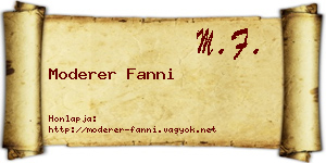Moderer Fanni névjegykártya